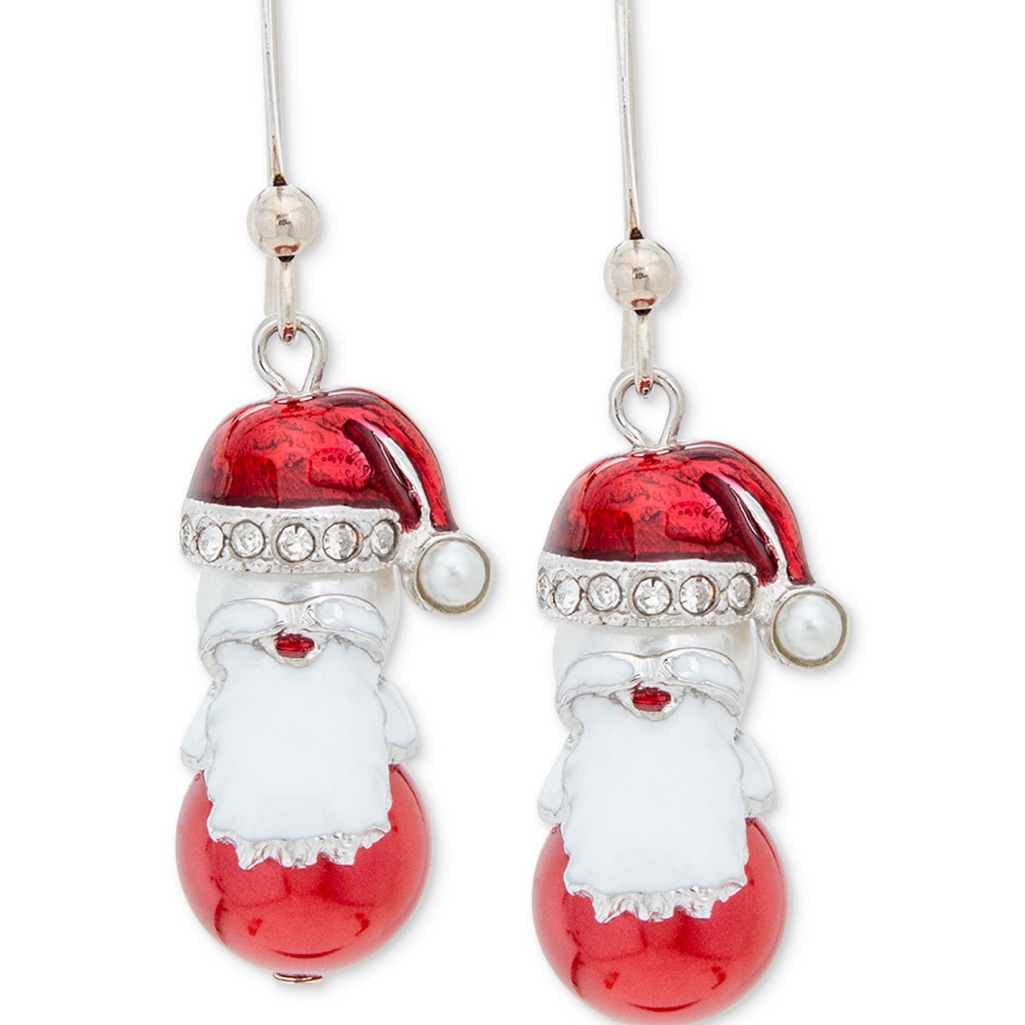 Holiday Lane Festive Santa Earrings In Red And Silver